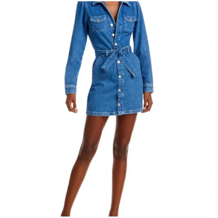 Paige Mayslie Long Sleeve Denim Shirt Dress - Size Small
