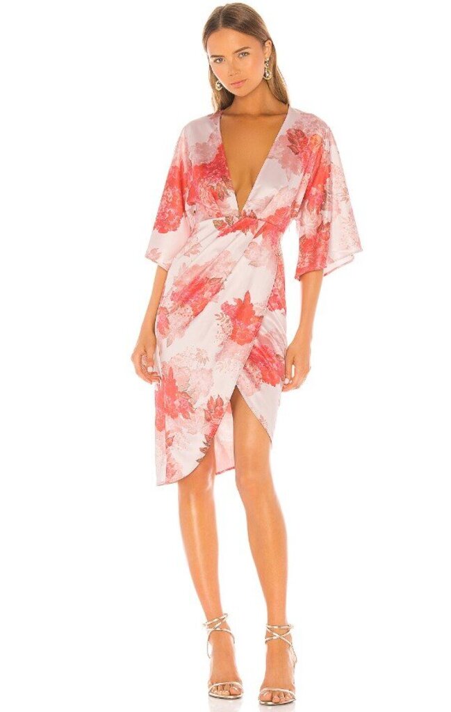 Michael Costello X Revolve NWT Fatima Midi Dress in Rose Floral - Size XS