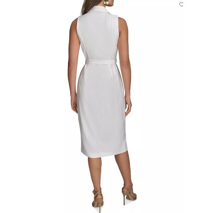 Donna Karan Pinstripe Belted Jacket Dress - Size 12(Retails $199)