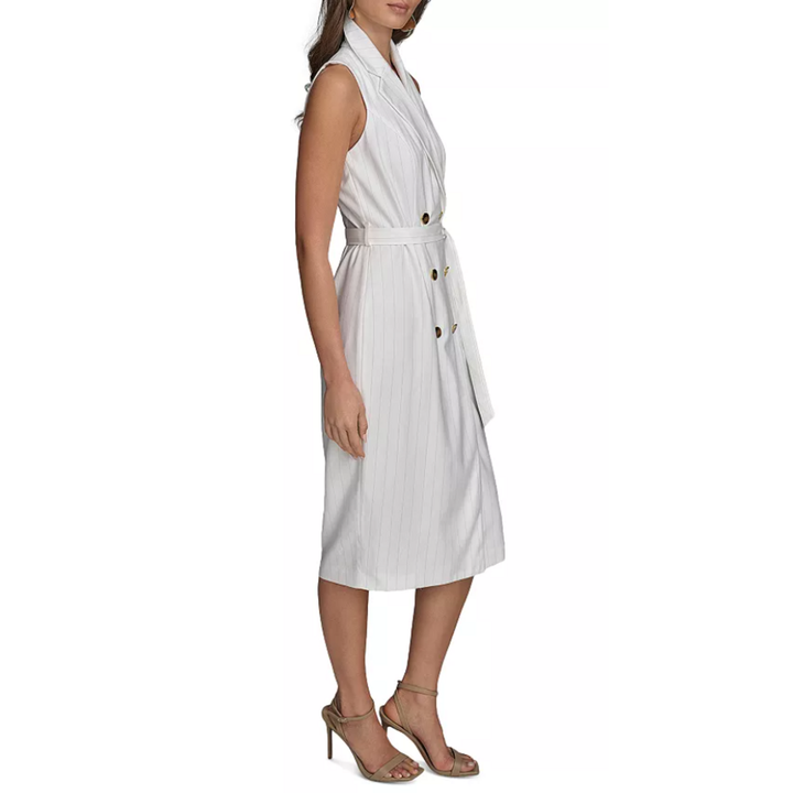 Donna Karan Pinstripe Belted Jacket Dress - Size 12(Retails $199)