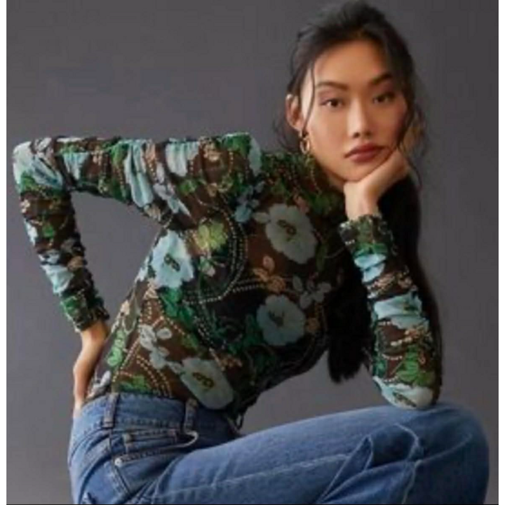 Maeve By Anthropologie Sheer Mesh Turtleneck Top- Size XS
