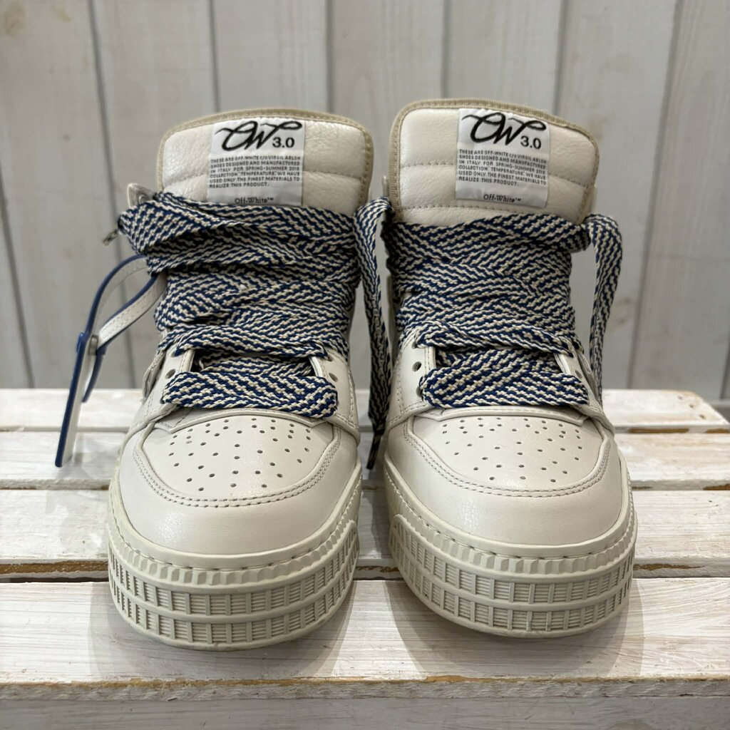 Off White Off-Court 3.0 High Top Sneakers in White Beige Blue - Size 38