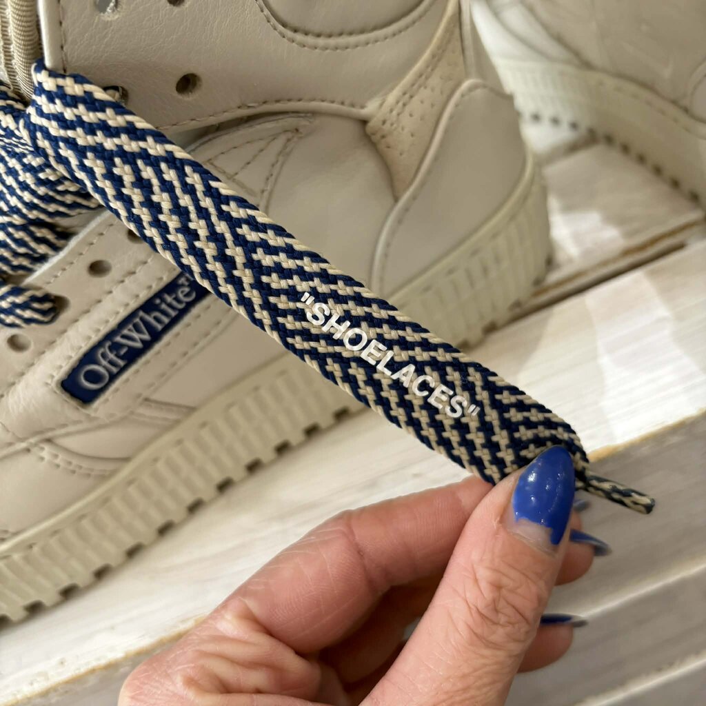 Off White Off-Court 3.0 High Top Sneakers in White Beige Blue - Size 38