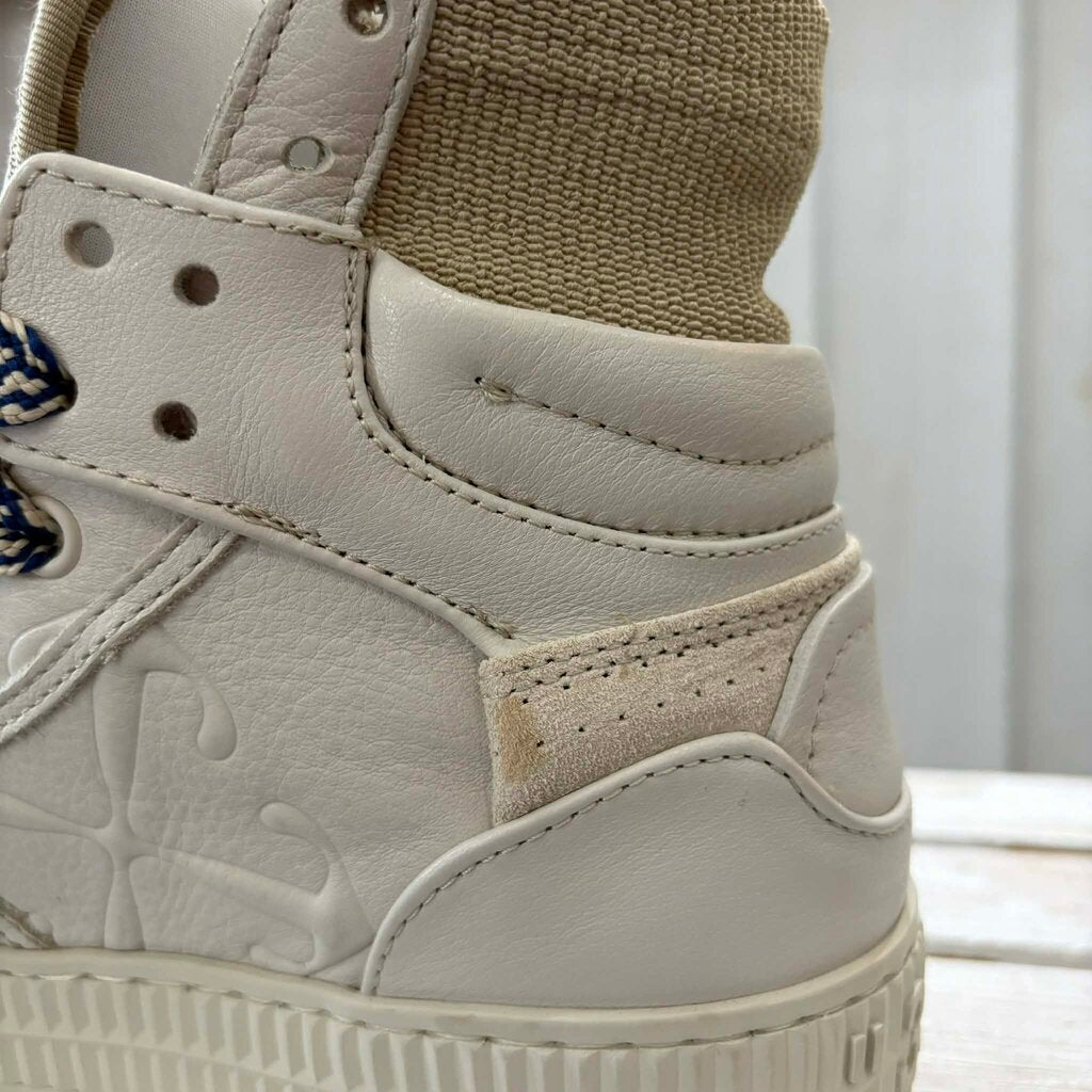Off White Off-Court 3.0 High Top Sneakers in White Beige Blue - Size 38