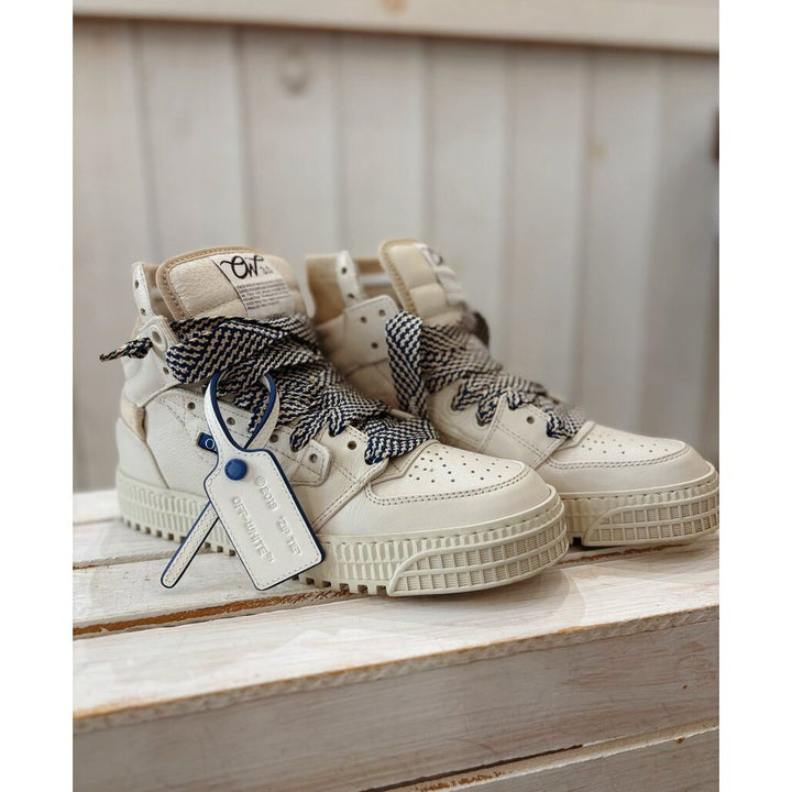 Off White Off-Court 3.0 High Top Sneakers in White Beige Blue - Size 38