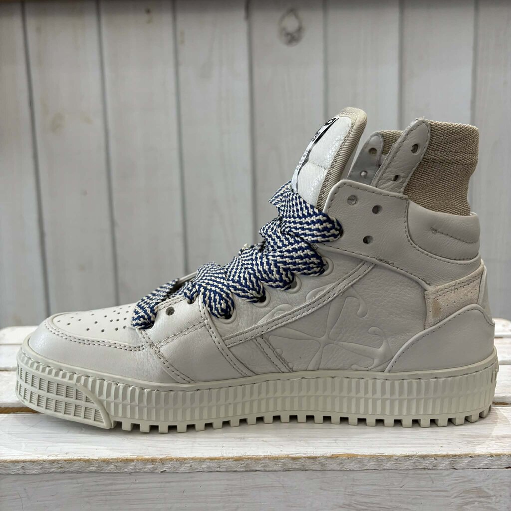 Off White Off-Court 3.0 High Top Sneakers in White Beige Blue - Size 38