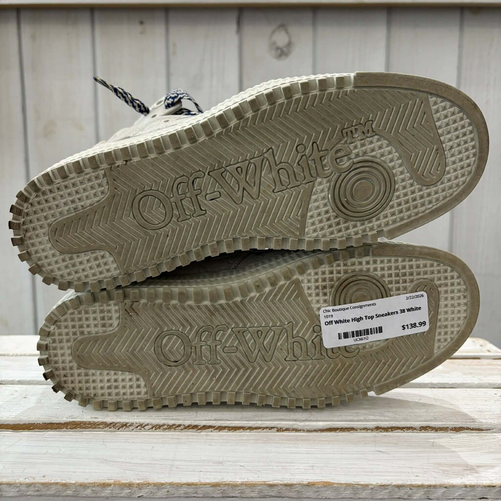 Off White Off-Court 3.0 High Top Sneakers in White Beige Blue - Size 38