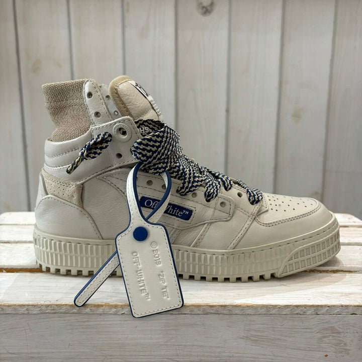 Off White Off-Court 3.0 High Top Sneakers in White Beige Blue - Size 38