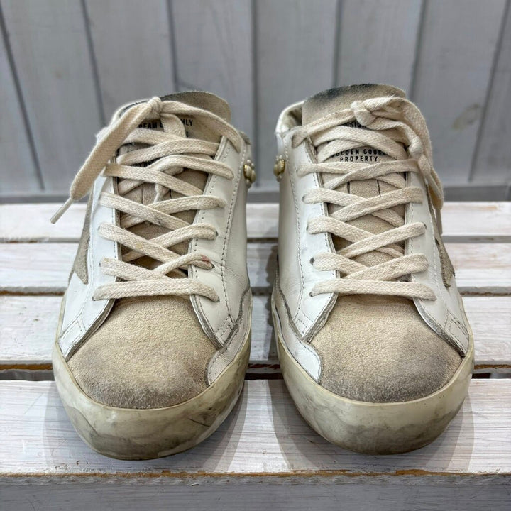 Golden Goose Pearl Super Star Leather Sneakers - Size 37