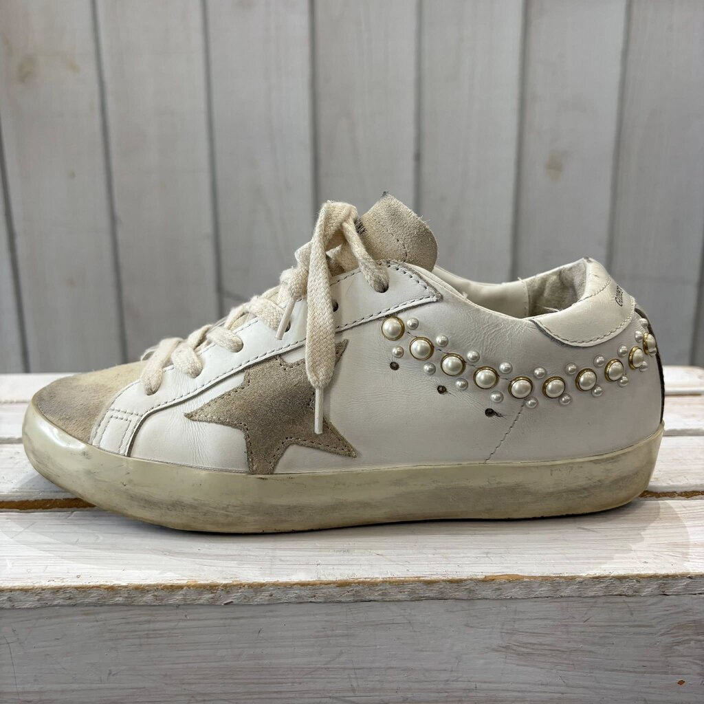Golden Goose Pearl Super Star Leather Sneakers - Size 37
