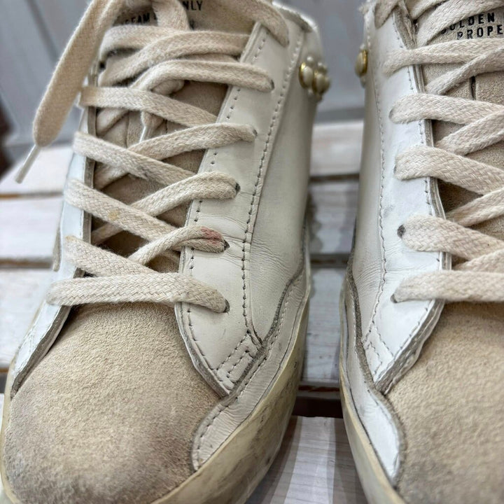 Golden Goose Pearl Super Star Leather Sneakers - Size 37