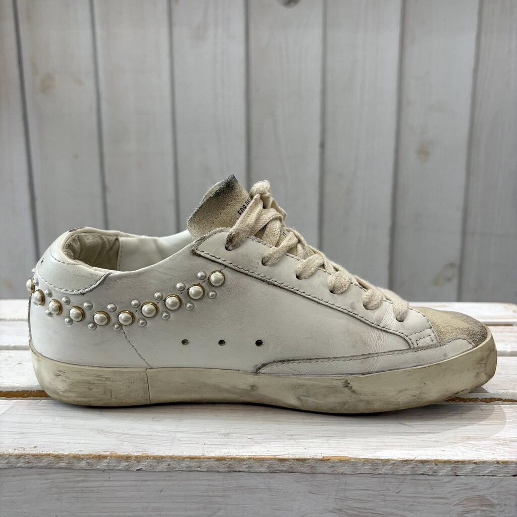 Golden Goose Pearl Super Star Leather Sneakers - Size 37