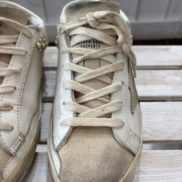 Golden Goose Pearl Super Star Leather Sneakers - Size 37