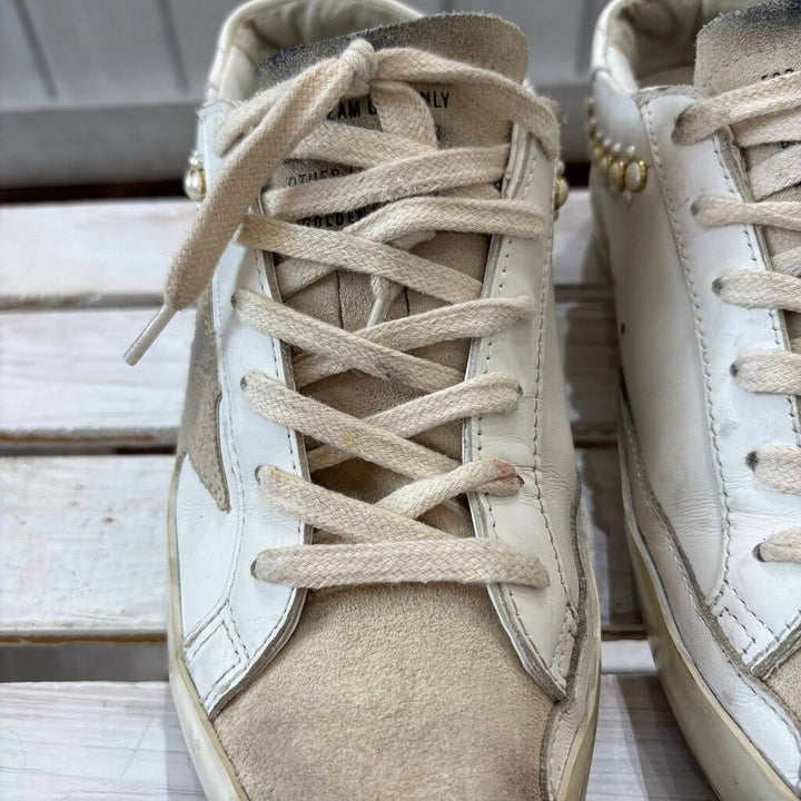 Golden Goose Pearl Super Star Leather Sneakers - Size 37