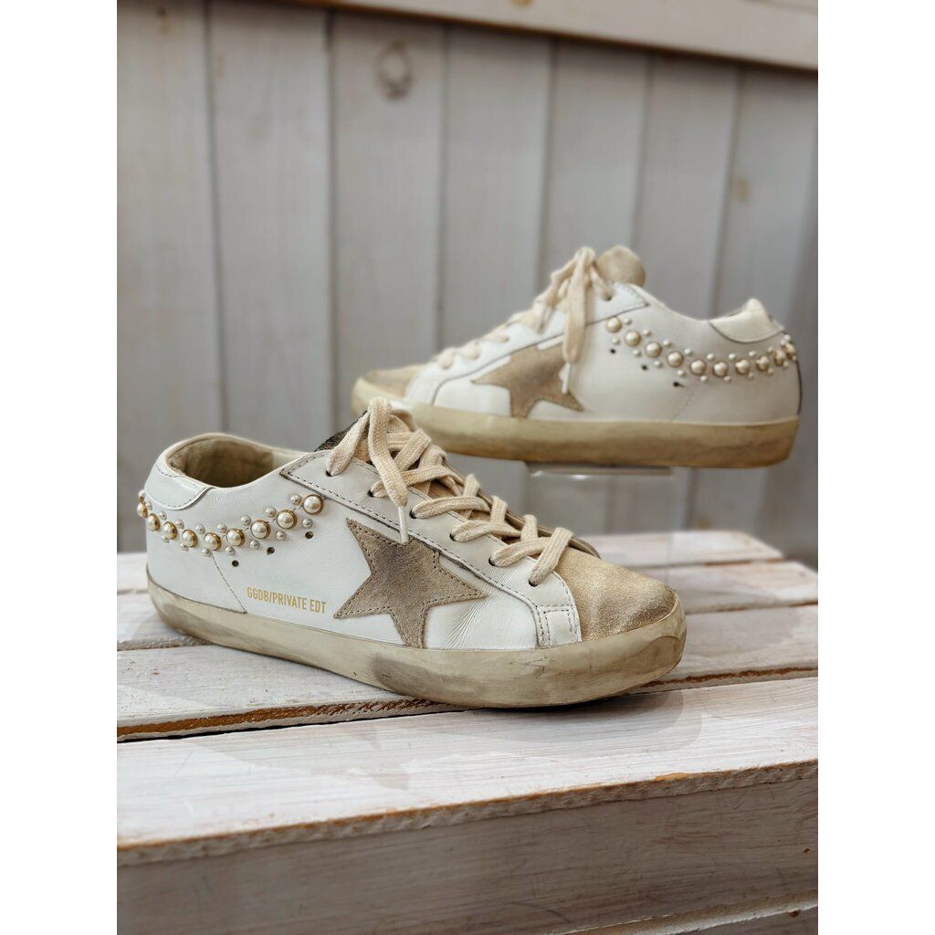 Golden Goose Pearl Super Star Leather Sneakers - Size 37
