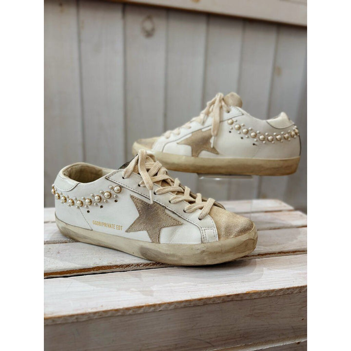Golden Goose Pearl Super Star Leather Sneakers - Size 37