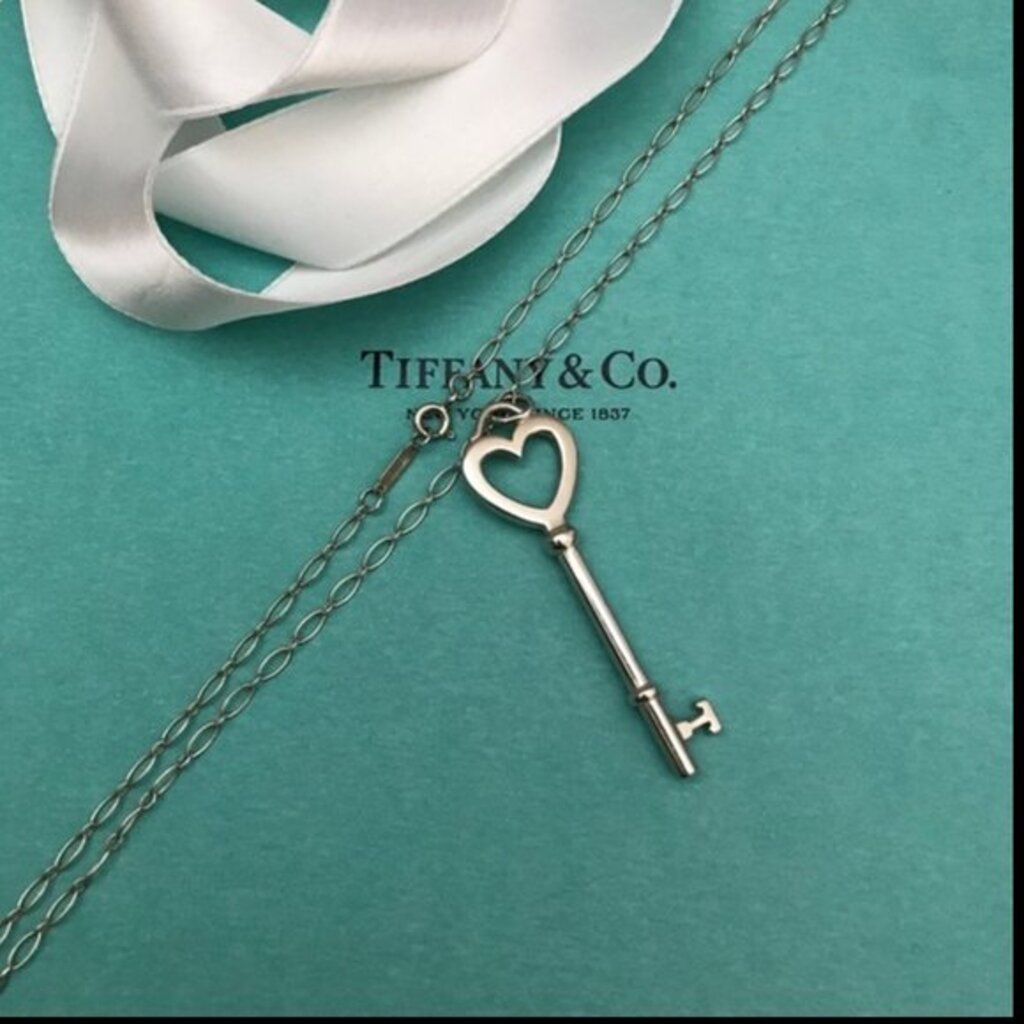 Tiffany & Co. Large Heart Key Pendant Necklace