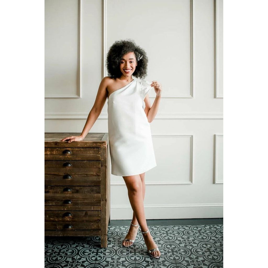 Jay Godfrey NWT Calgary One Shoulder White Mini Dress - Size 8