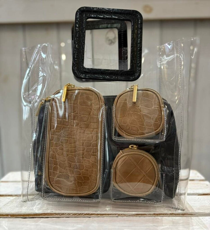 Staud Shirley Transparent Croc Handbag