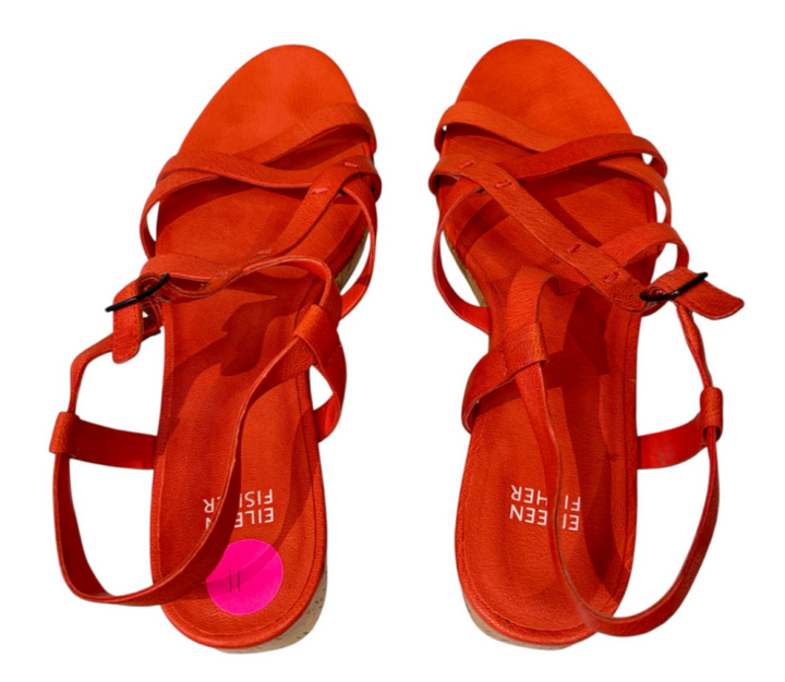 Eileen Fisher Array Platform Wedges Strappy Sandals - Size 11