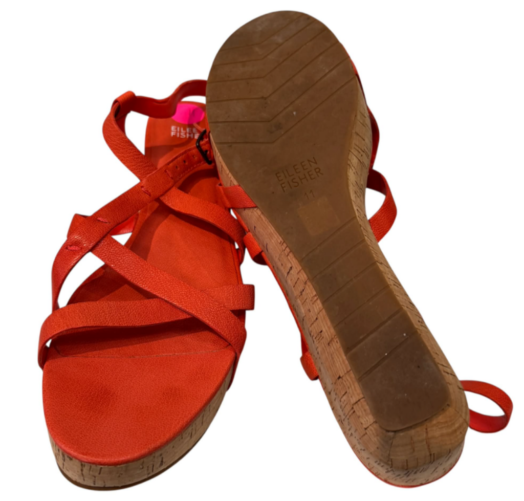 Eileen Fisher Array Platform Wedges Strappy Sandals - Size 11