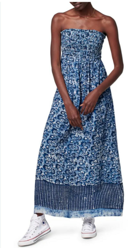 Faherty Batik Print Strapless Maxi Dress - Size XS