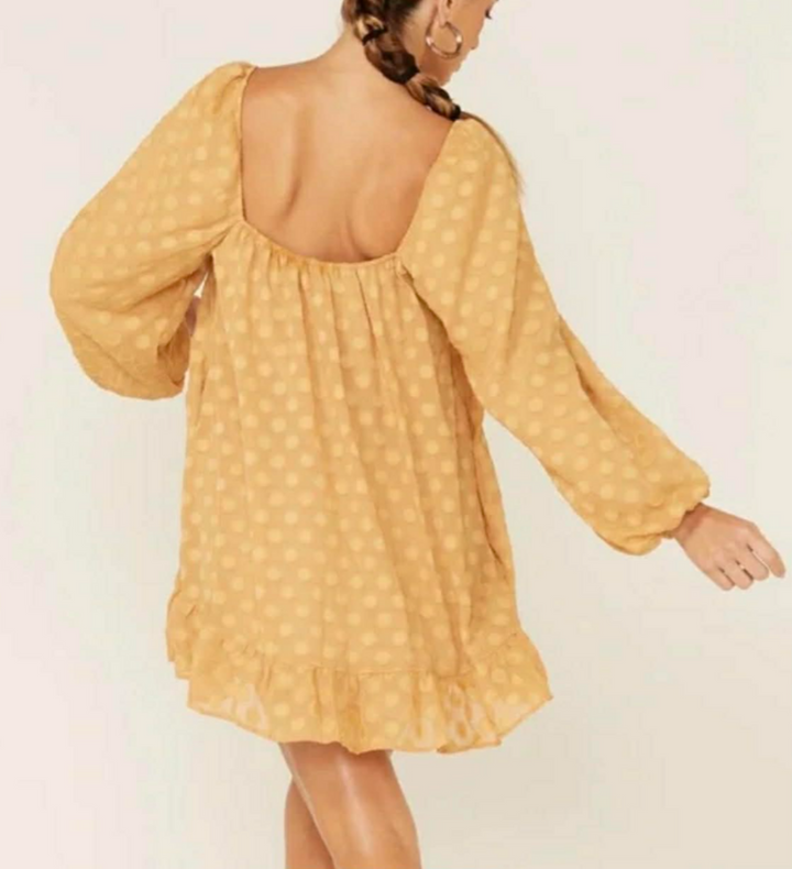Show Me Your Mumu Briar Mini Dress In Gold Dot - Size XS