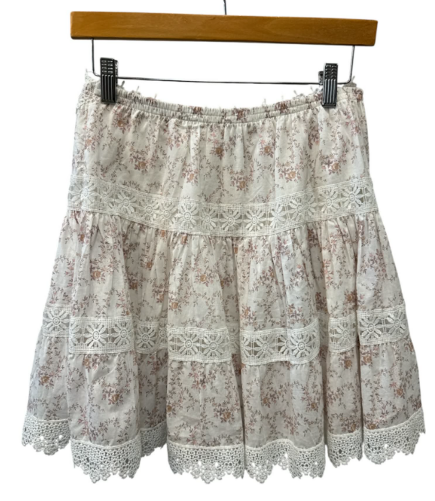 Olivaceous Floral Lace Mini Skirt - Size Large