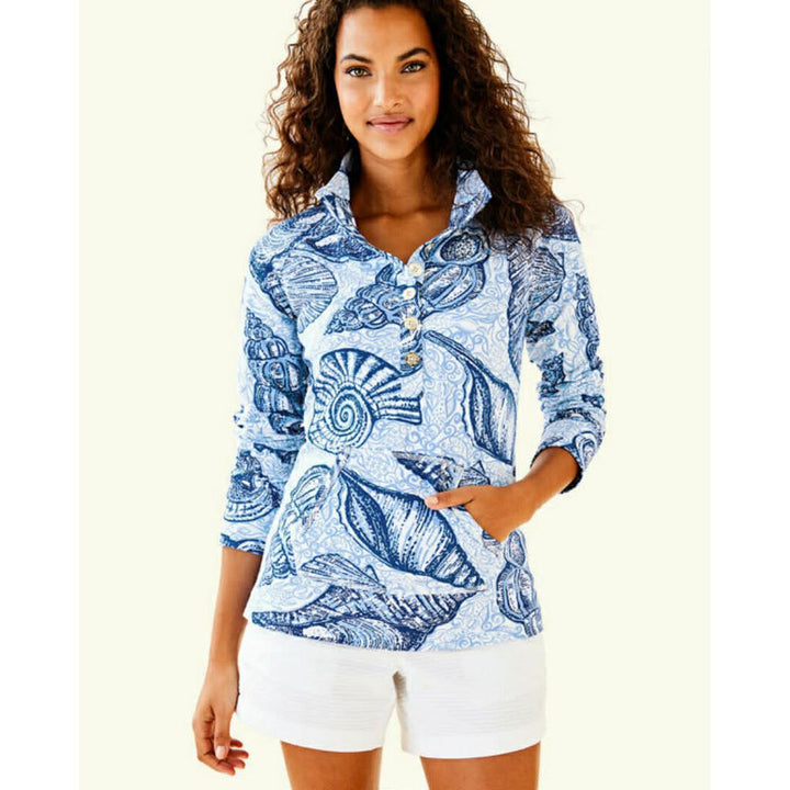Lilly Pulitzer Captain Popover Pullover in Blue Peri Pop Up Stuffed Shells - Size XS