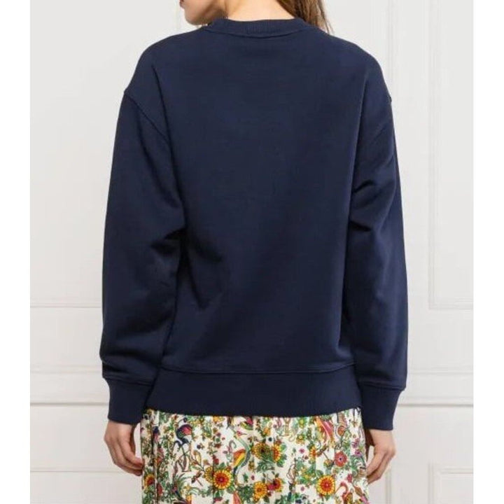 Tory Burch Sequin-Embroidered Logo Jumper In Blue - Size XS(Retails for $371)