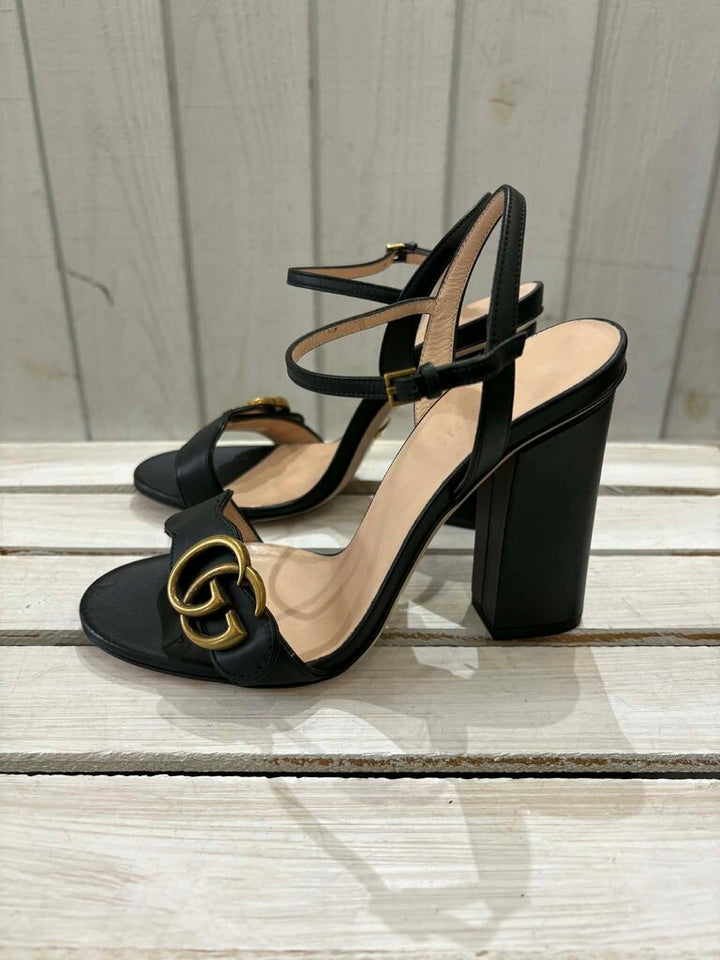 Gucci Double G Logo Leather Sandals - Size 36