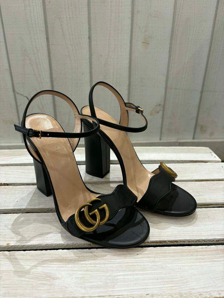 Gucci Double G Logo Leather Sandals - Size 36