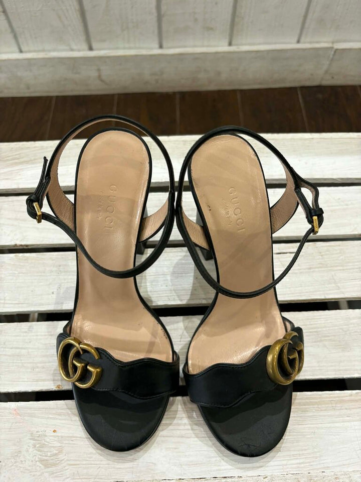 Gucci Double G Logo Leather Sandals - Size 36