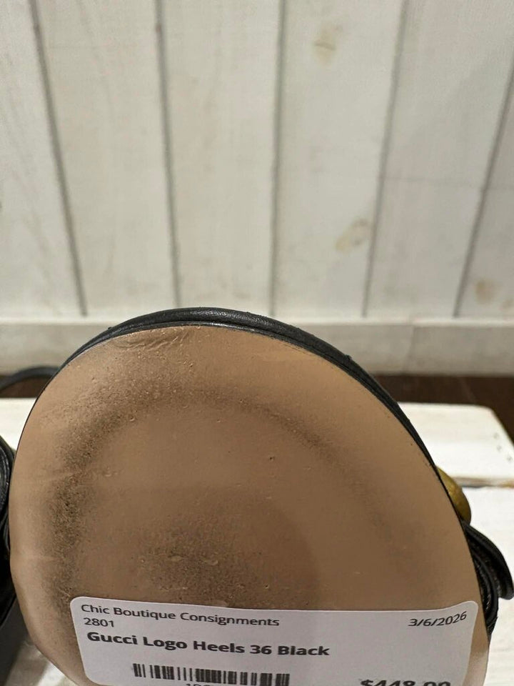 Gucci Double G Logo Leather Sandals - Size 36