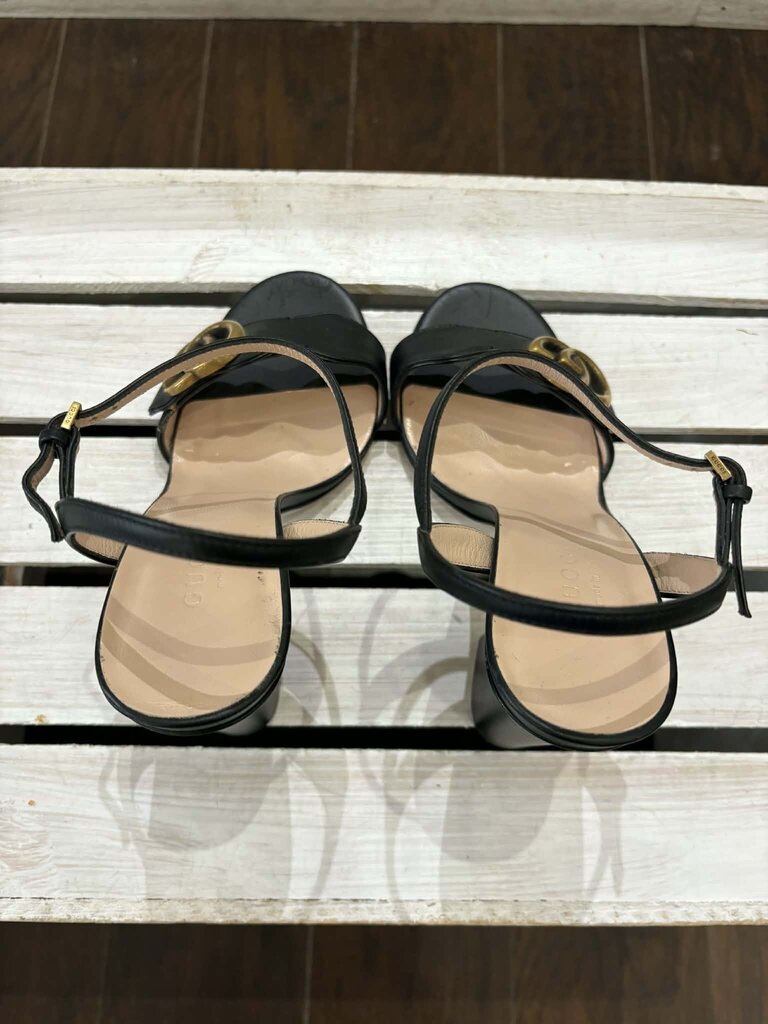 Gucci Double G Logo Leather Sandals - Size 36