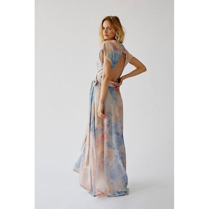 Free People Desert Flower Velvet Tie Dye Wrap Dress - Size XS