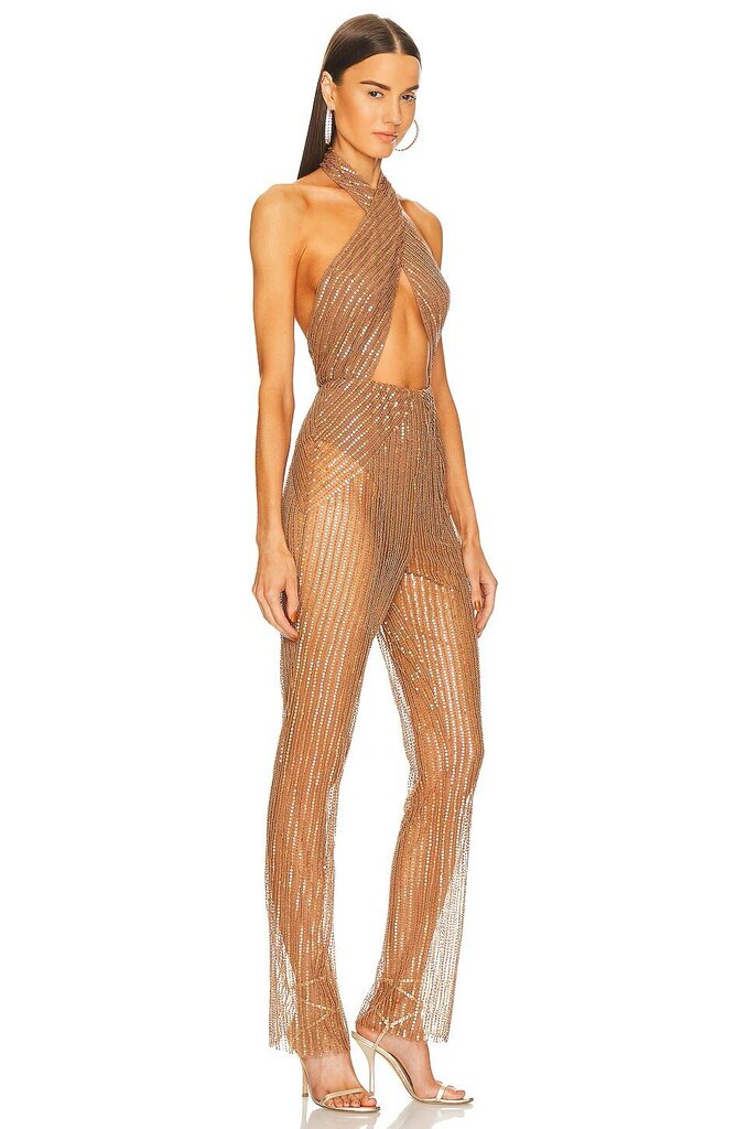 Michael Costello X Revolve NWT Yasmin Jumpsuit in Antique Gold - Size Medium (Retails for $488)