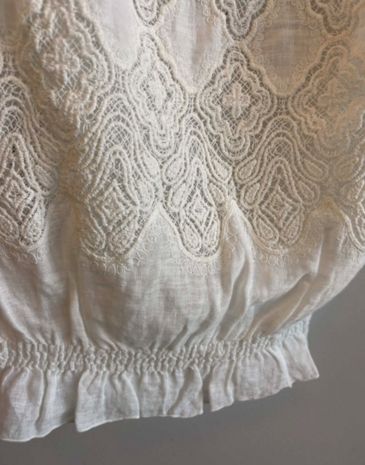 Temptation Positano "Cecina" Off-the-Shoulder Blouse In Bianco White - Size XS
