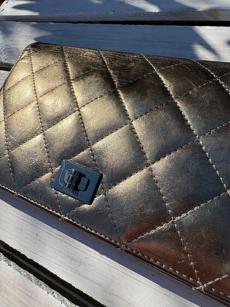 Chanel Quilted Metallic 2.55 Bifold Long Wallet