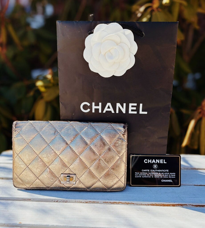 Chanel Quilted Metallic 2.55 Bifold Long Wallet