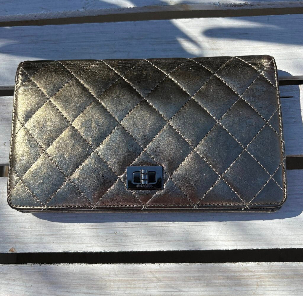 Chanel Quilted Metallic 2.55 Bifold Long Wallet