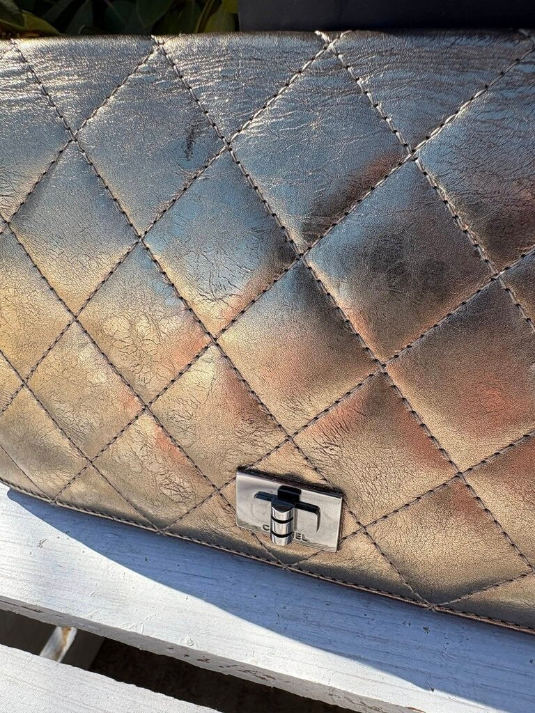 Chanel Quilted Metallic 2.55 Bifold Long Wallet
