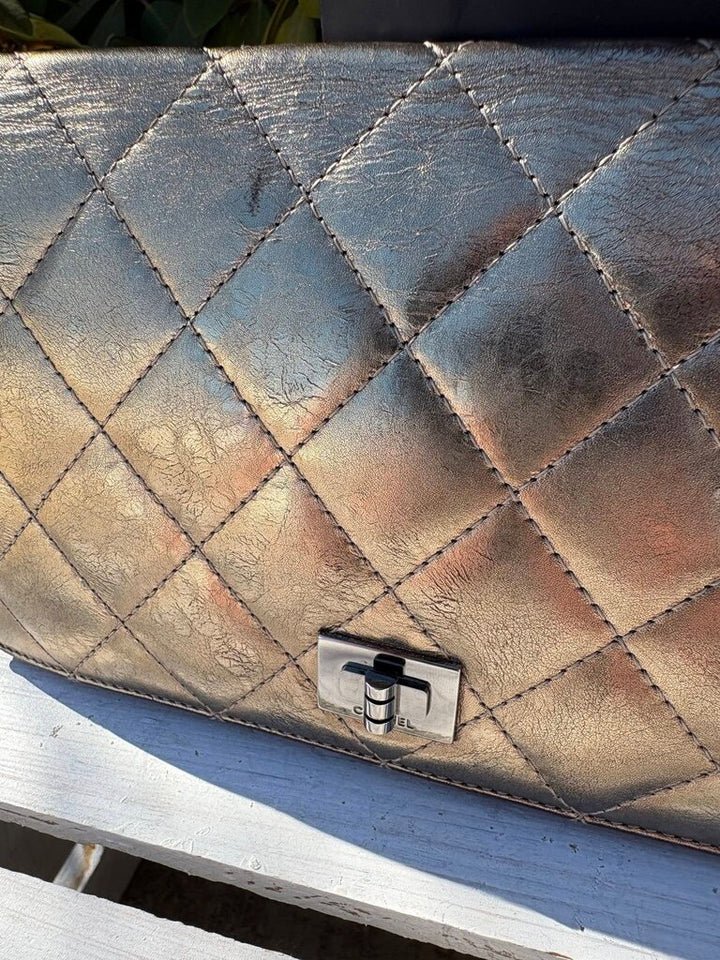Chanel Quilted Metallic 2.55 Bifold Long Wallet
