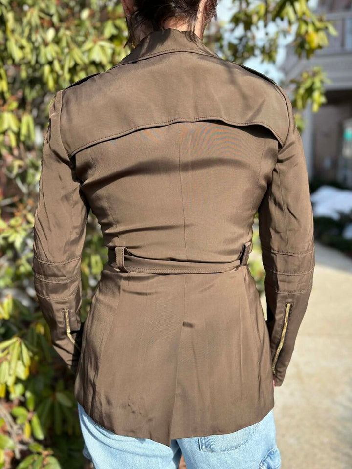 Gucci Asymmetrical Zipper Belted Jacket - Size 42