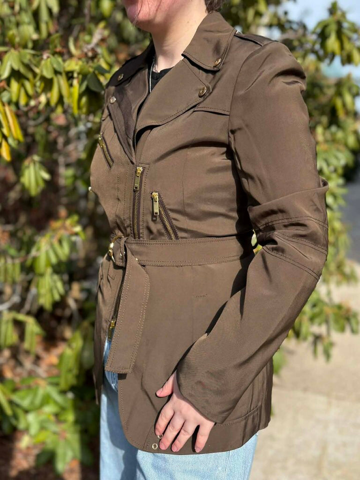 Gucci Asymmetrical Zipper Belted Jacket - Size 42