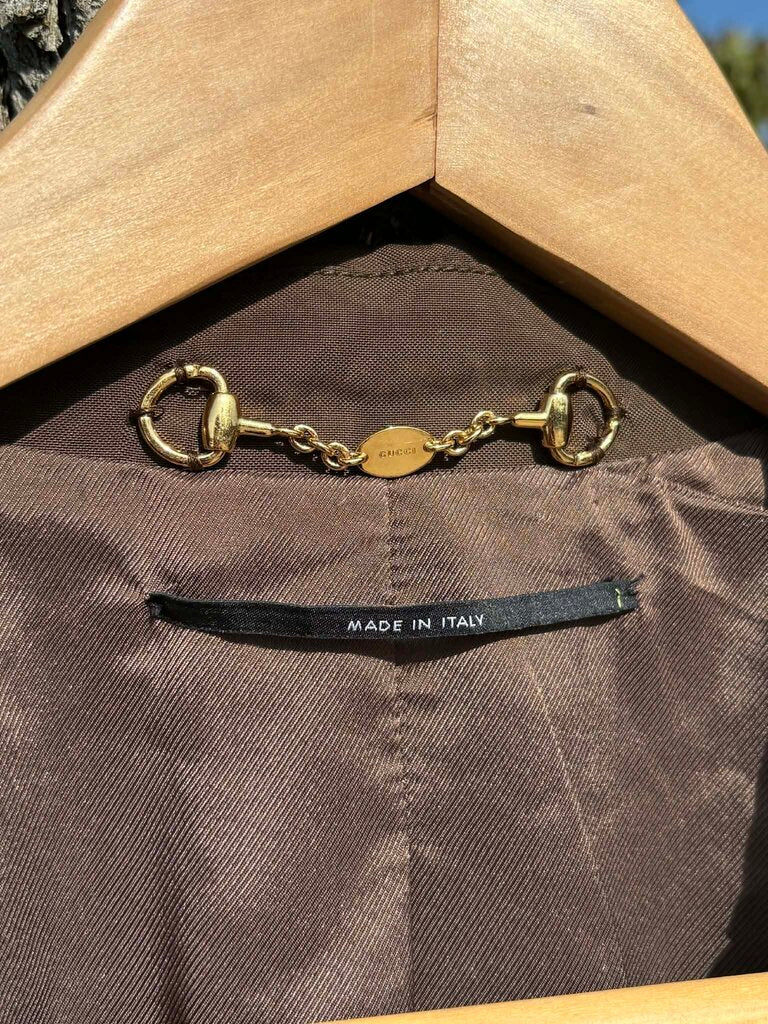 Gucci Asymmetrical Zipper Belted Jacket - Size 42