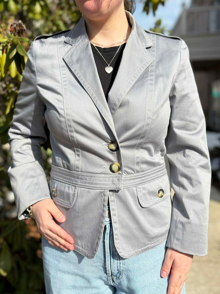 Burberry Fit & Flare Contrast Stitching Blazer - Size 6