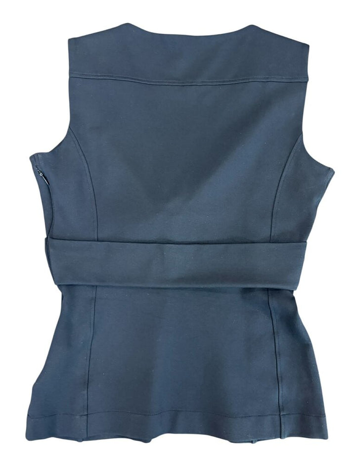 Gucci Tortoise Emblem V Neck Sleeveless Blouse - Size Large