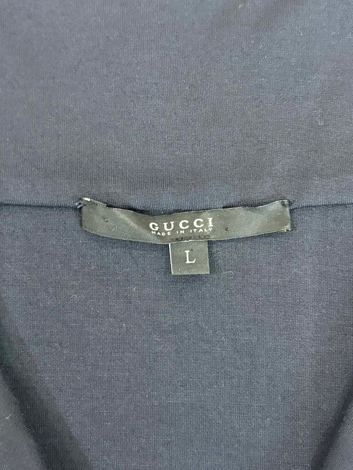 Gucci Tortoise Emblem V Neck Sleeveless Blouse - Size Large