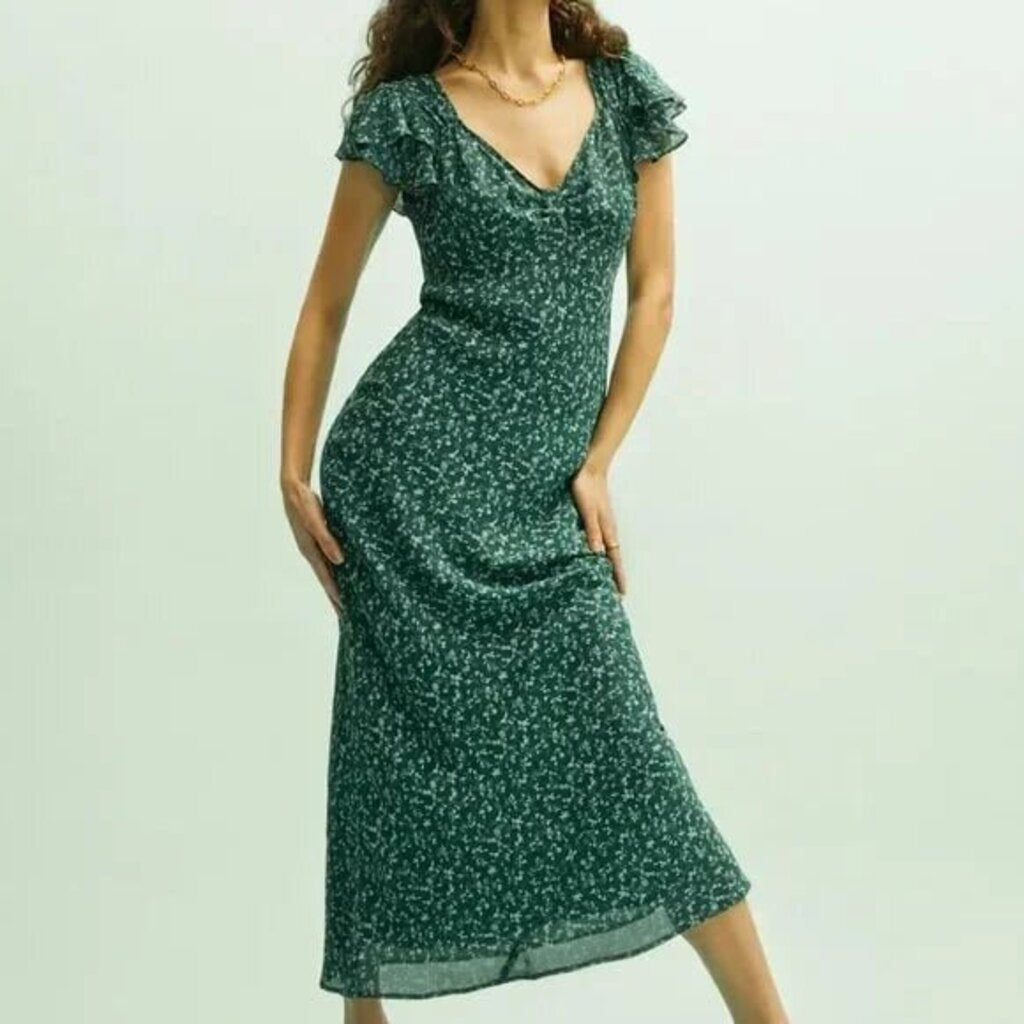 Reformation Lisola Dress in Rosemarie Green Floral - Size Medium(Retails $278)